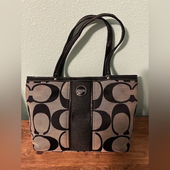 Coach Handbags - Coach Vintage Black Mini Tote Bag Y2K 90s Monogram Signature Purse Handbag Women